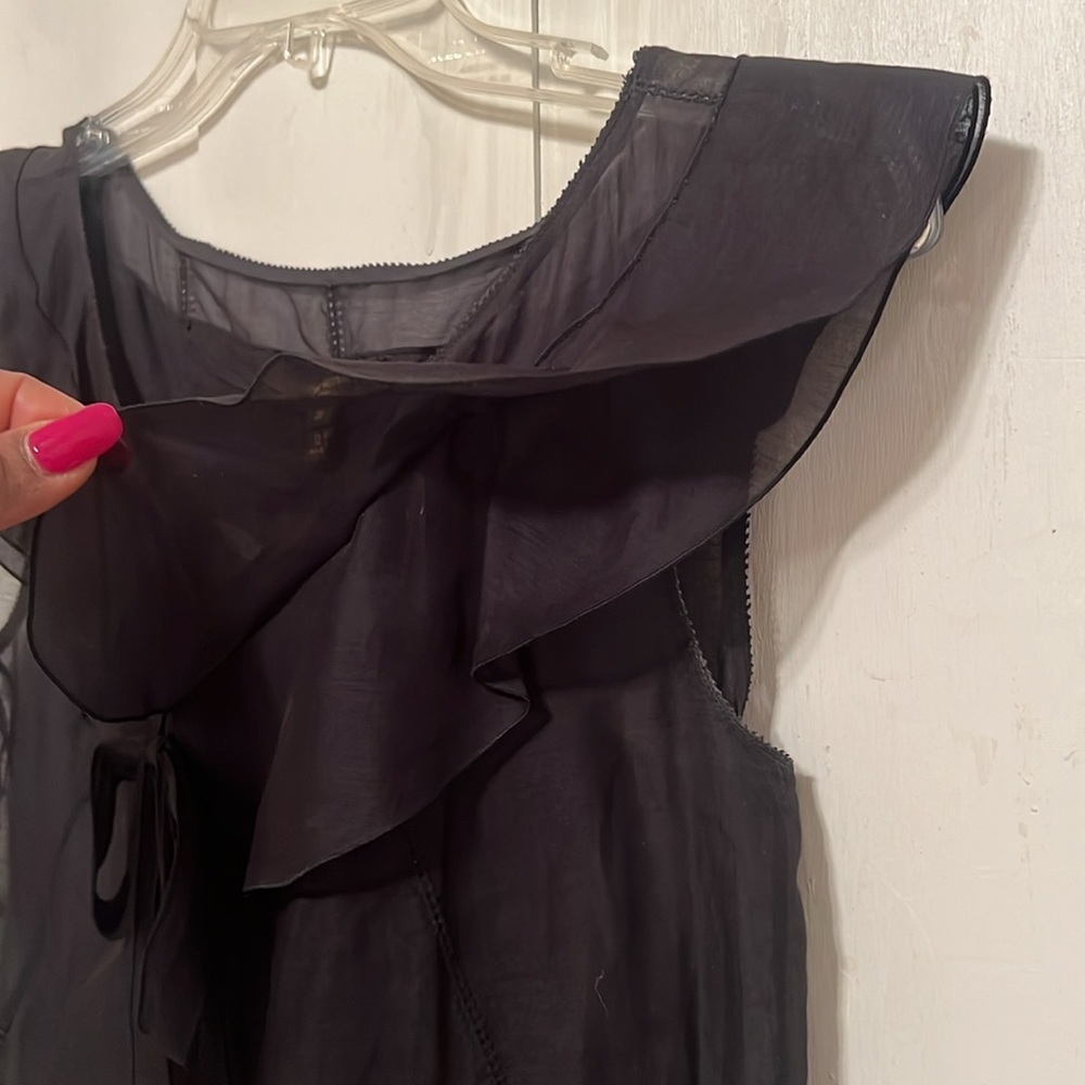 Louis Vuitton Black Sheer sleeveless Ruffle Top - Excellent XS/36 - Picture 14 of 16
